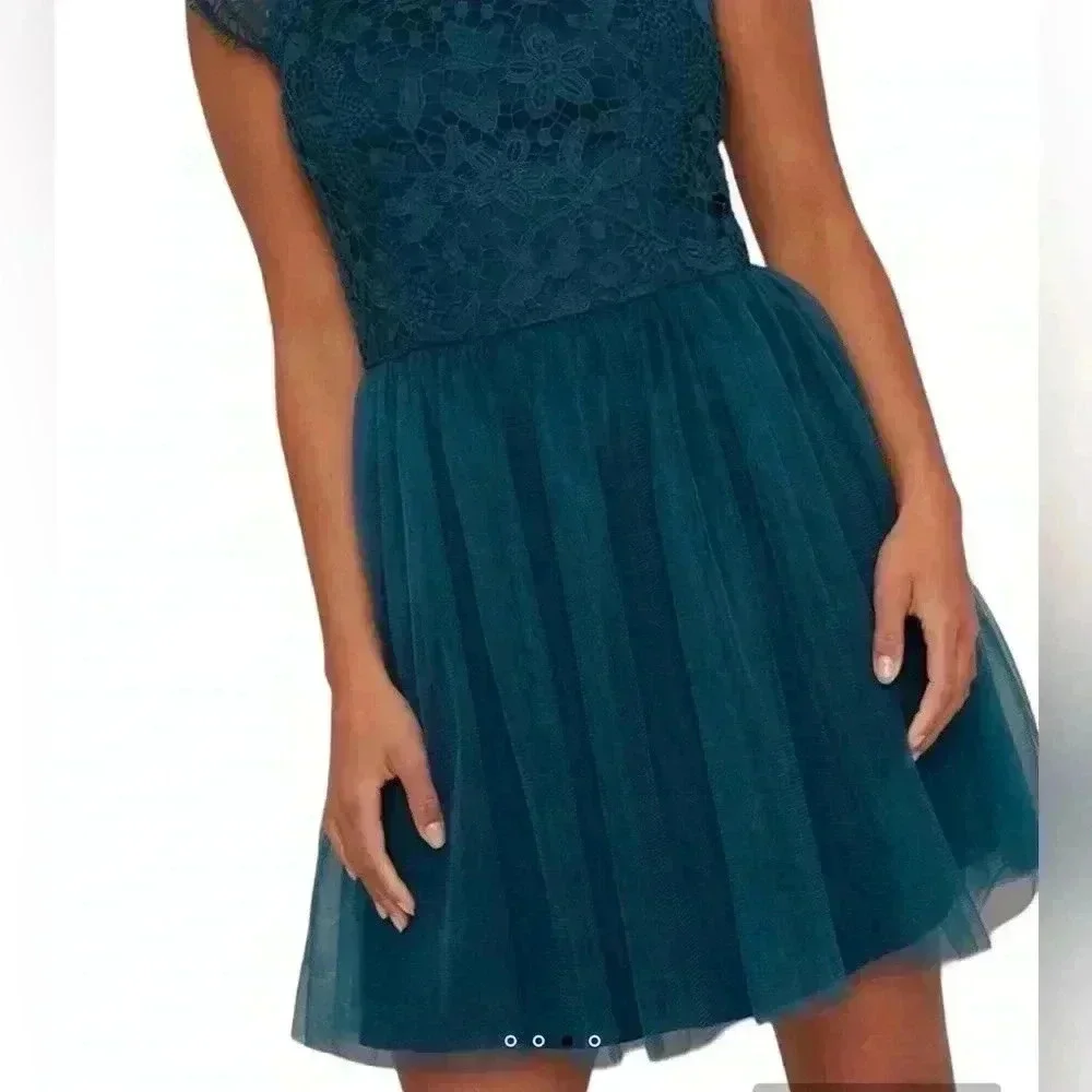 Ch Chi London NWT Green Crochet Lace Tulle Mini Dress Size UK6/US2 - Picture 14 of 15